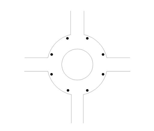 环形交叉路口午夜宅男在线观看路灯灯具设置示意图