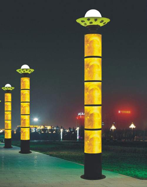 广场圆柱形黄色仿云石内透光宅男在线观看柱图片