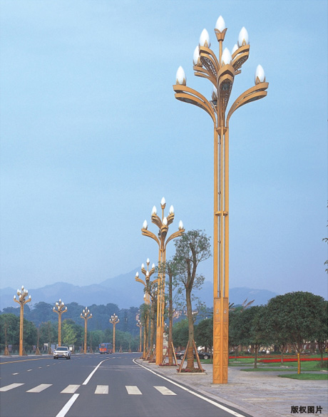 东莞宅男666视频社区照明8米-12米8叉9火道路LED景观玉兰灯图片