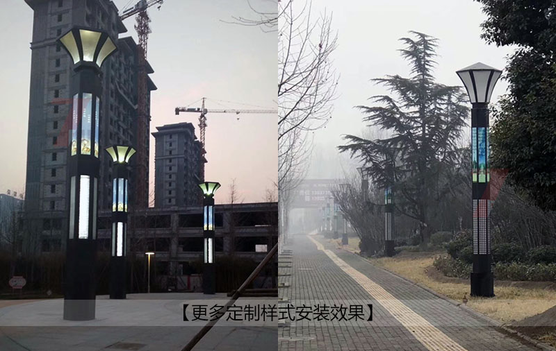 (QDJGDZ-023)六边发光园林立柱宅男在线观看定制款公园安装效果实景