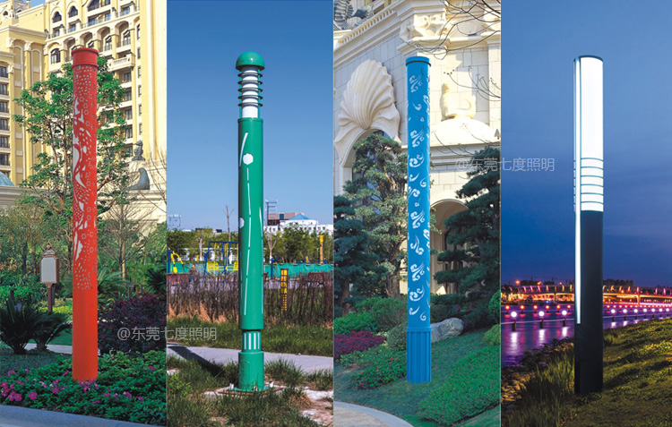 3米-5米公园圆柱形宅男在线观看柱镂空+带装饰条实物效果