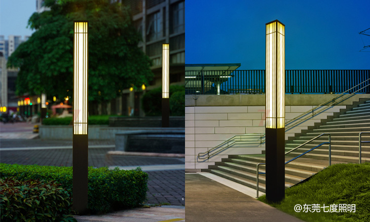 (QDJGDZ-021)现代简约方形园林宅男在线观看柱园区内安装实景效果